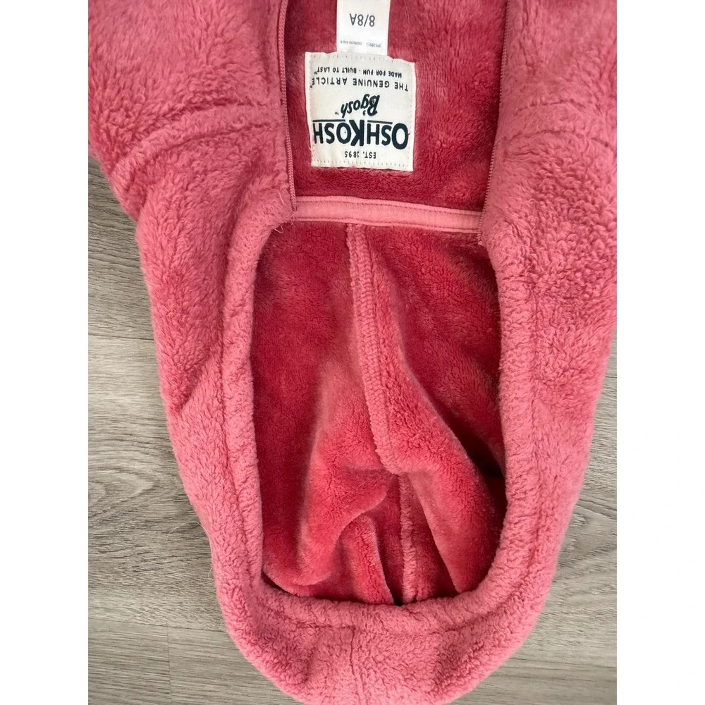 OshKosh Bgosh Girls Pink High Pile Fleece Full Zip Hoodie Size 8/8A